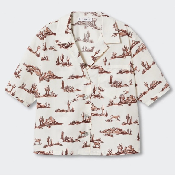 Mango Button Down Western Print Shirt MNG - Size XS - Picture 4 of 15